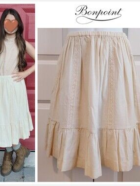 Bonpoint Cream Skirt Wool/Cotton Blend (French Brand)